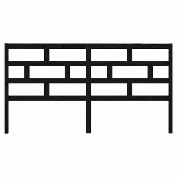 vidaXL Горна табла за легло, черна, 206x4x100 см, бор масив