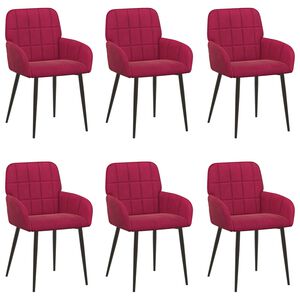 vidaXL Обедени столове 6 pcs Кадифе Виненочервен 57 х 50 х 85 см