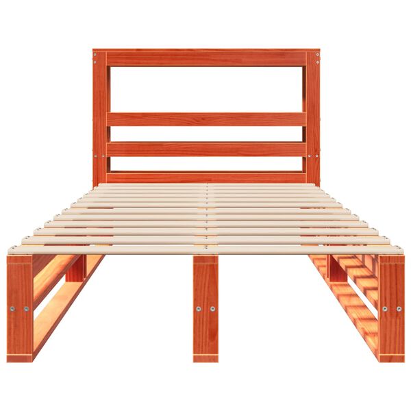 vidaXL Рамка за легло без матрак, восъчнокафяв, 90x190 см, бор масив