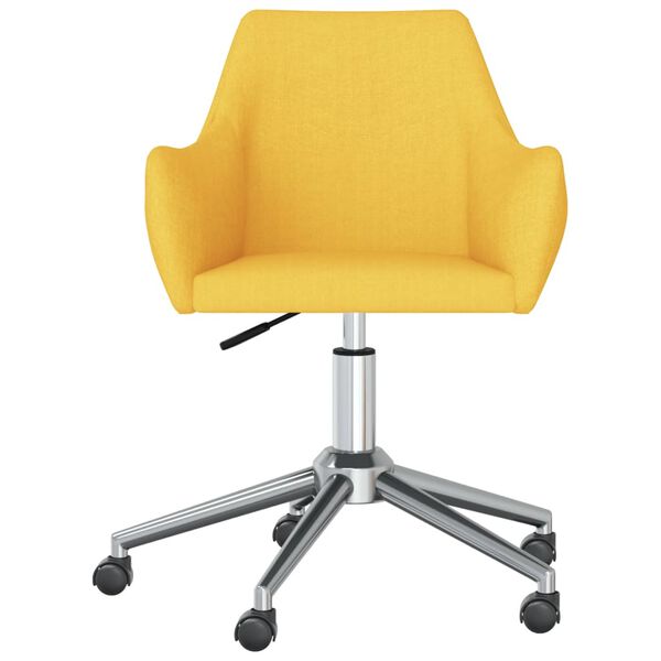 vidaXL Въртящ се трапезен стол, жълт, текстил
