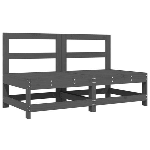 vidaXL Градински лаундж комплект, 6 части, сив, бор масив