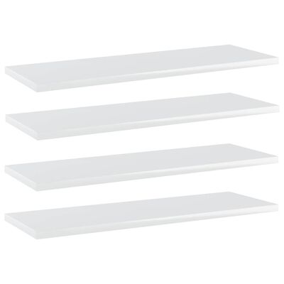 vidaXL Рафтове за етажерка, 4 бр, бял гланц, 60x20x1,5 см, ПДЧ