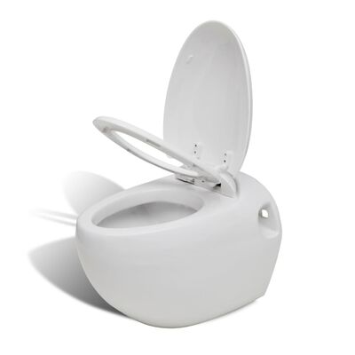 Окачена тоалетна чиния с яйцевидна форма, бяла
