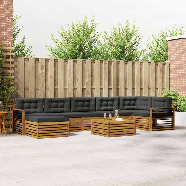 vidaXL Комплекти дивани с възглавница 8 pcs Натурален и Антрацит