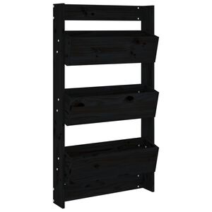 vidaXL Стенни кашпи 3 нива 60x18,5x110 см черни бор масивна дървесина