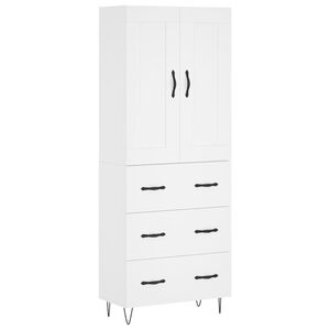 vidaXL Висок шкаф, бял, 69,5x34x180 см, инженерно дърво