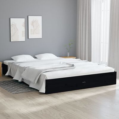 vidaXL Рамка за легло, черна, дърво масив, 200x200 см