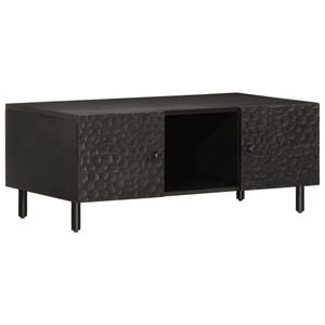 vidaXL Кафе маса, черна, 100x54x40 см, мангово дърво масив