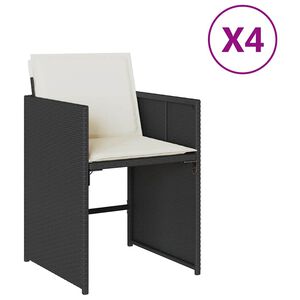 vidaXL Градински столове с възглавници, 4 бр, черен, полиратан