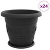 vidaXL Саксии за растения 24 бр. Черно &Oslash; 39 x 32 см Пластмаса