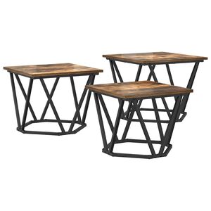 vidaXL Масичка за кафе 3 pcs Димян дъб Инженерна дървесина и стомана