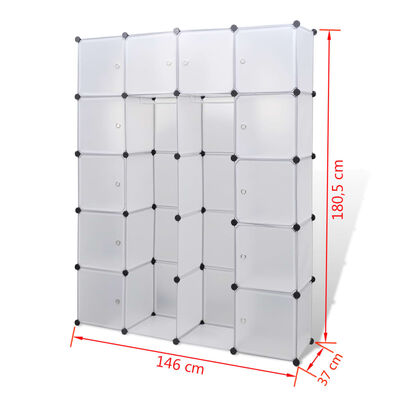 vidaXL Модулен шкаф с 14 отделения, бял, 37x146x180,5 см