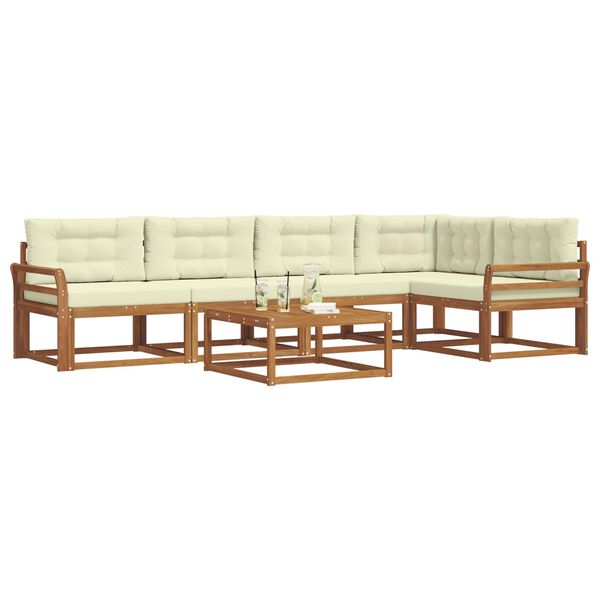 vidaXL Комплект дивани за открито 6 pcs Натурален и Крема