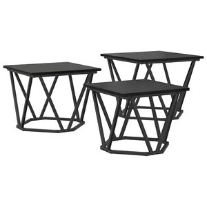 vidaXL Масичка за кафе 3 pcs Черния дъб Инженерна дървесина и стомана