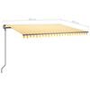 vidaXL Автоматична тента с LED и сензор за вятър 4x3 м жълто и бяло