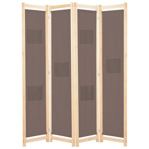 vidaXL Параван за стая, 4 панела, кафяв, 160x170x4 cм, текстил