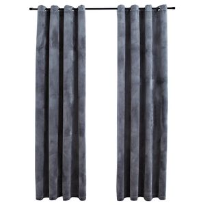 vidaXL Затъмняващи завеси с халки, 2 бр, кадифе, антрацит, 140x245 см