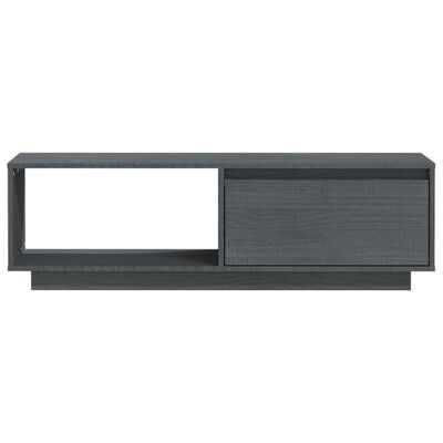 vidaXL ТВ шкаф, сив, 110x30x33,5 см, бор масив