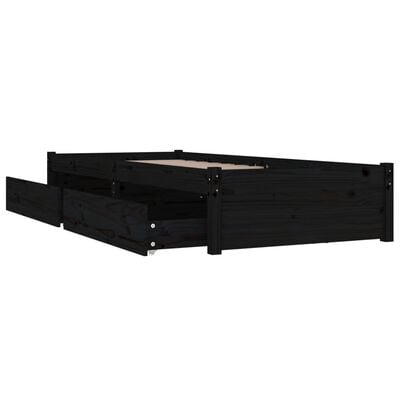 vidaXL Рамка за легло с чекмеджета, черно, 90x200 см