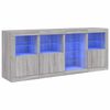 vidaXL Сайдборд с LED светлини, сив сонома, 164x37x67 см