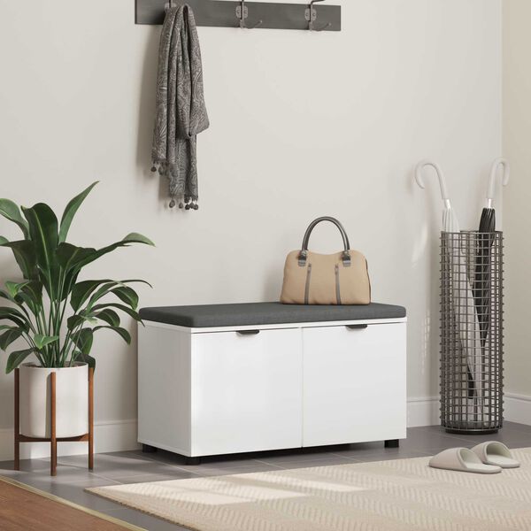 vidaXL Пейка за коридор с възглавница с врата Бяло 80 x 46 x 46 см