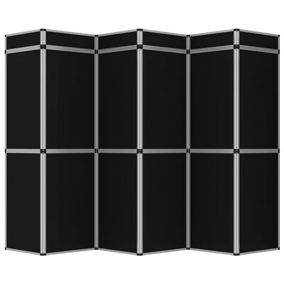 vidaXL Сгъваема експо стена, 18 панела, 362x200 см, черна