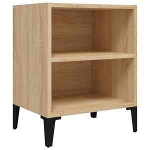 vidaXL Нощно шкафче с метални крака, сонома дъб, 40x30x50 см