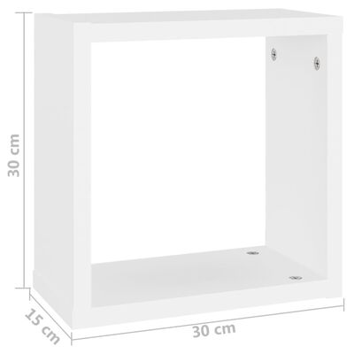 vidaXL Стенни кубични рафтове, 6 бр, бели, 30x15x30 см