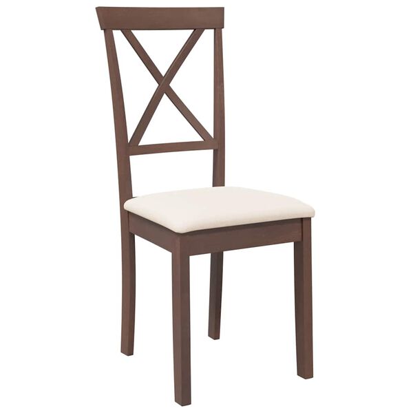 vidaXL Трапезни столове с възглавници 2бр Кафяв масивна дървесина гума