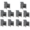 vidaXL Градински трапезен комплект 11 части възглавници полиратан сив