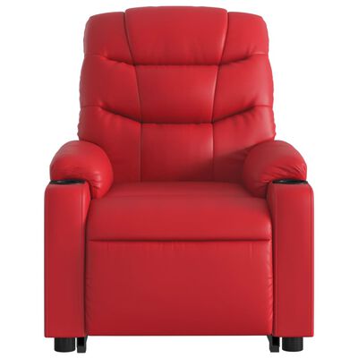 vidaXL Електрически изправящ реклайнер стол, червен, изкуствена кожа