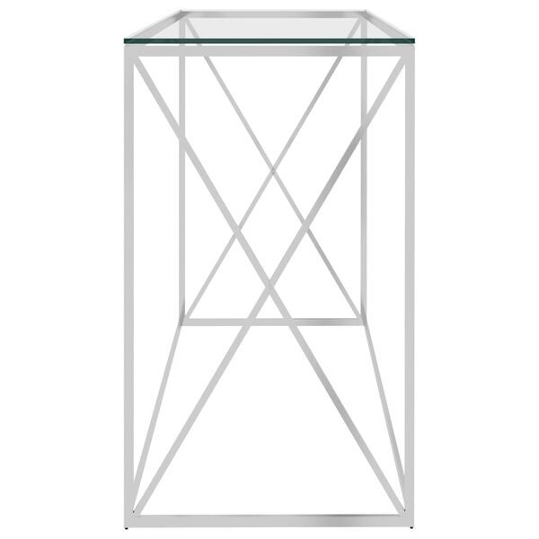 vidaXL Странична маса сребро 140x40x78 см неръждаема стомана и стъкло