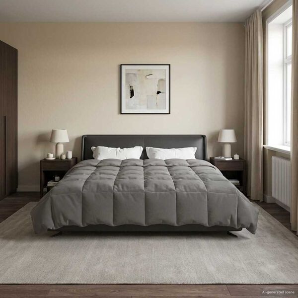 vidaXL Летен юрган Патичено Светлосиво 200 x 200 cm Микрофибър