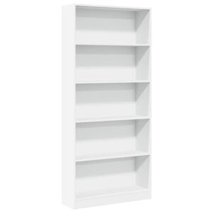 vidaXL Библиотека, бяла, 80x24x176 см, инженерно дърво