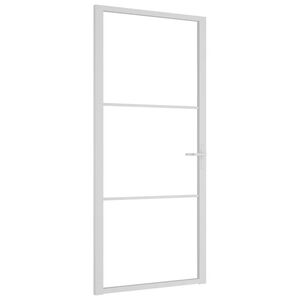 vidaXL Интериорна врата 93x201,5 см бяла ESG стъкло и алуминий
