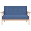 vidaXL Двуместен диван, текстил, син