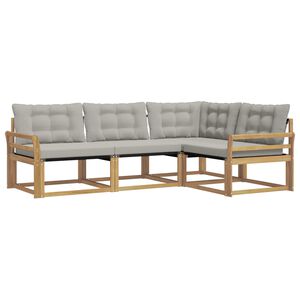 vidaXL Комплект дивани за открито 4 pcs Бяло и светлосиво