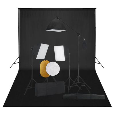 vidaXL Фотографски комплект за студио със софтбокс, фон и рефлектор