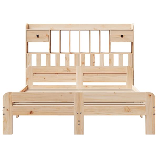 vidaXL Легло с етажерка за книги, без матрак, 150x200 см, бор масив