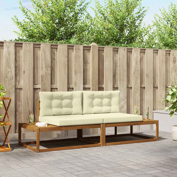 vidaXL Комплект дивани за открито 2 Брой Натурален и Крема