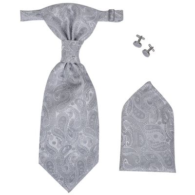 Мъжка жилетка за сватба, комплект, пейсли мотив, размер 50, сребриста