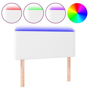 vidaXL LED Горна табла за легло, бяла, 80x5x78/88 см, изкуствена кожа