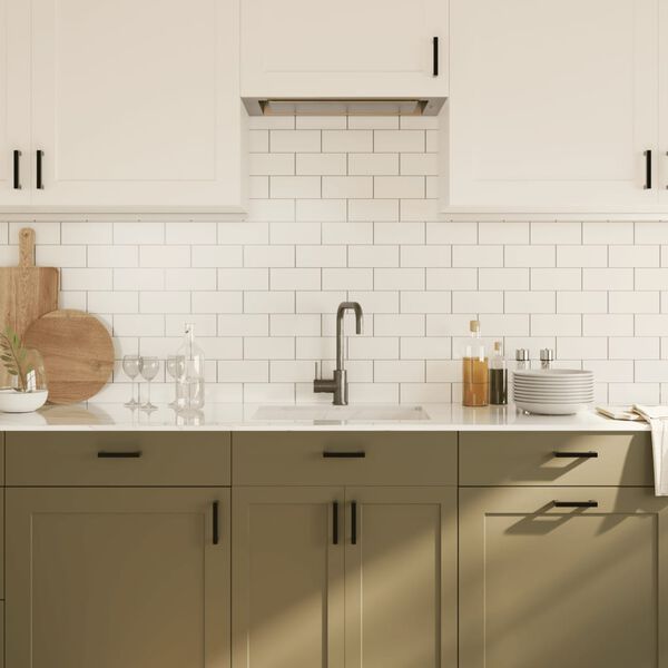 vidaXL Дръжки за шкафове, 10 бр, черни, 96 мм, неръждаема стомана