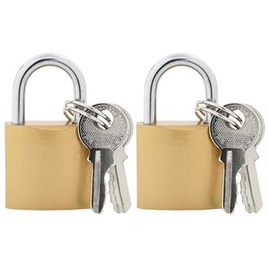 vidaXL U Lock с ключове 2 бр. Месинг Желязо