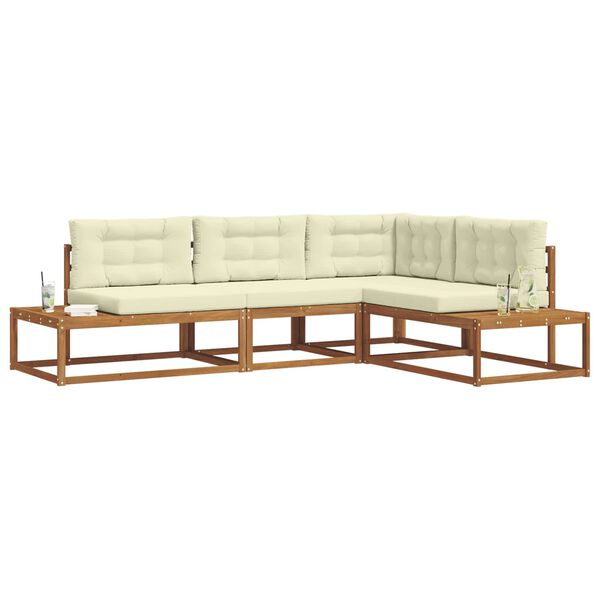 vidaXL Комплект дивани за открито 4 Брой Натурален и Крема