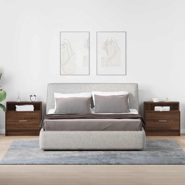 vidaXL Нощни шкафчета с чекмеджета, 2 бр, кафяв дъб, 51x31x47 см