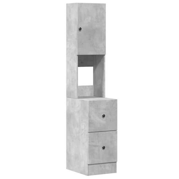 vidaXL Кухненски шкаф, бетонно сив, 35x50x180 см, инженерно дърво