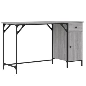 vidaXL Компютърно бюро, сив сонома, 131x48x75 см, инженерно дърво