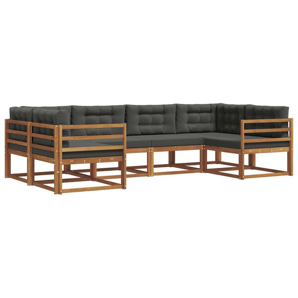 vidaXL Комплект дивани за открито 6 pcs Натурален и Антрацит
