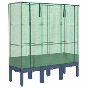 vidaXL Повдигнато легло с оранжерия калъф, ратанов вид, 120x40x140 см